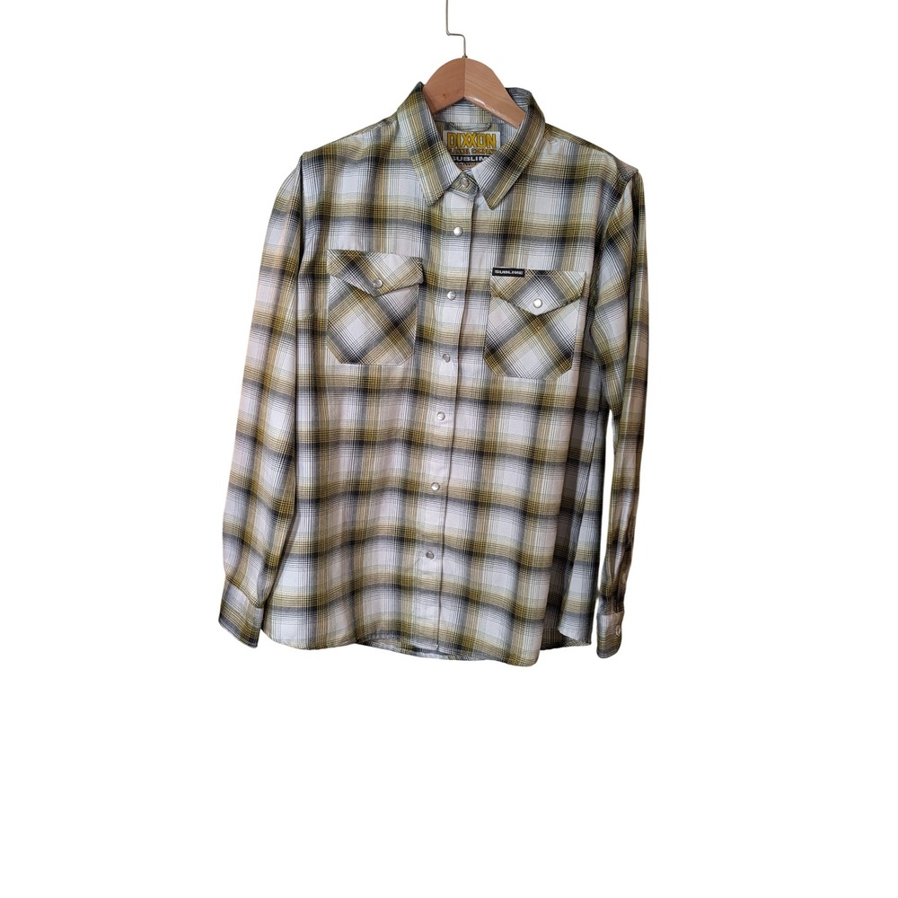 Dixxon Flannel Company Sublime Plaid Snap Front Shirt White Gold Black Large